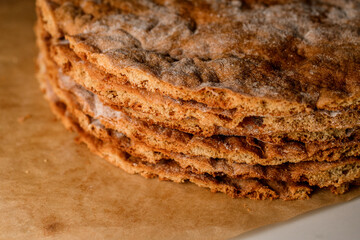 Building cake layers. Integral part of cake making
