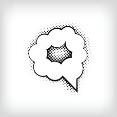 Speech bubble pop art dot design with creative circular. Vector. Modern background for posters, websites, web pages, business cards, postcards, interior design.