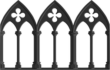 Fototapeta premium Gothic decorated arcade drawing. Stone ornamented triforium illustration; vector