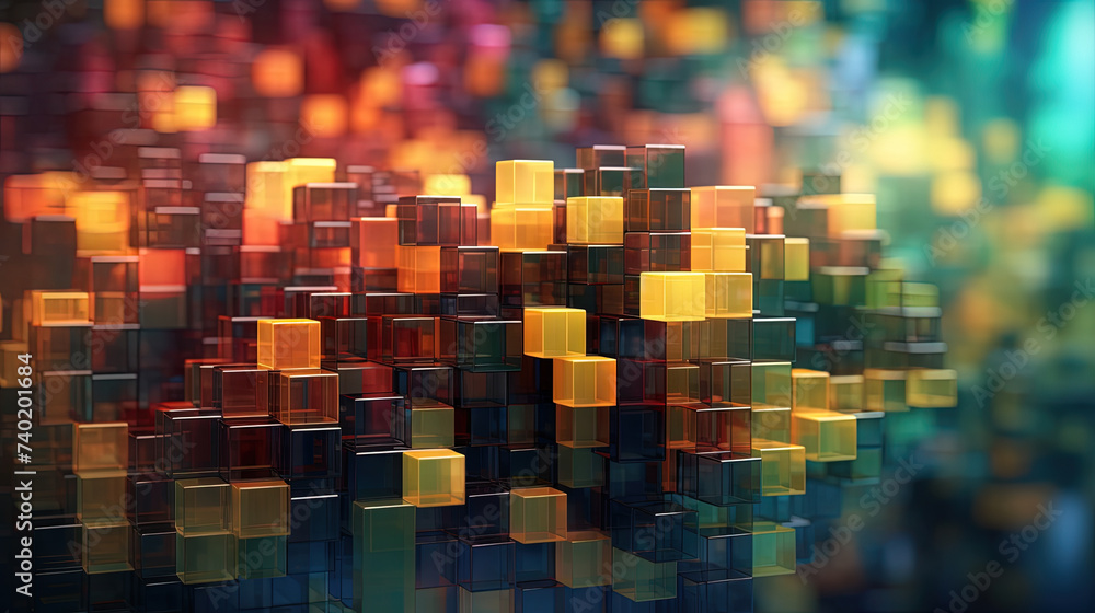 Poster Abstract background with structure of cubes. Colorful cubes texture for technology backdrop.