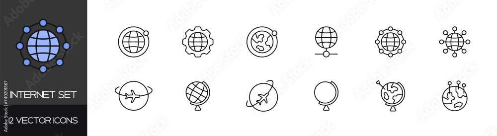 Poster internet icon set. linear style. vector icons