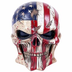Punisher skull in white and red stripes and stars