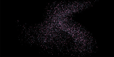Star dust. Confetti with blue and pink glitter on a black background. Shiny scattered sand particles. Decorative elements. Luxury background for your design, cards, invitations. Vector