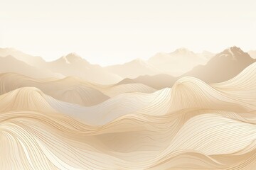 Mountain line art background, luxury Beige wallpaper design for cover, invitation background - obrazy, fototapety, plakaty