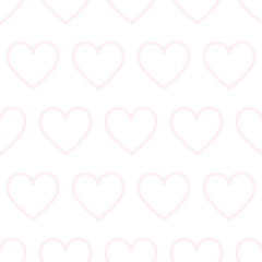 Romantic seamless pattern of pink linear hearts