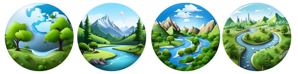 Environment clipart collection, vector, icons isolated on transparent background