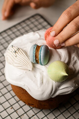 Colorful macarons topping for Easter decoration