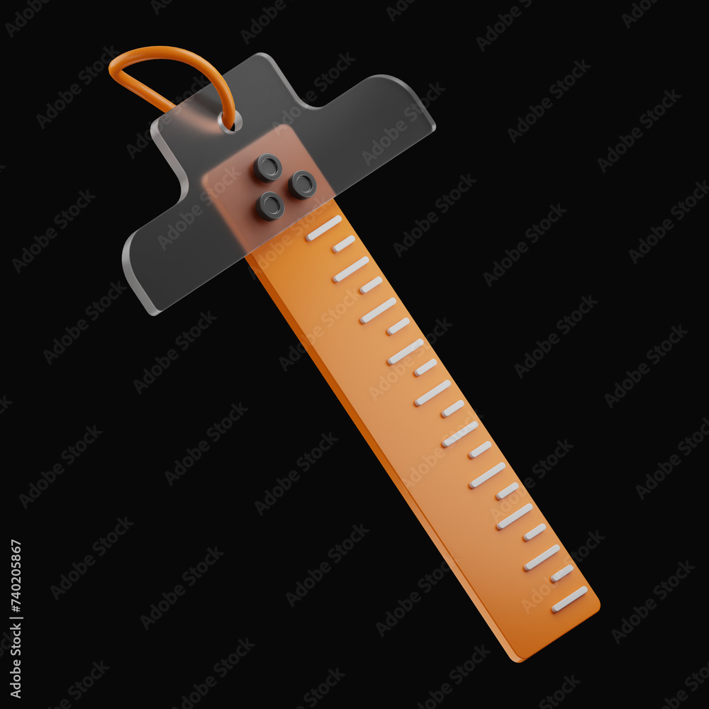 Sticker Premium Office ruler icon 3d rendering on isolated background