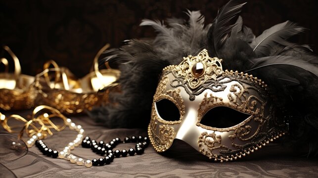 Masquerade Mask Sitting on Top of a Table
