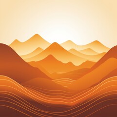 Mountain line art background, luxury Orange wallpaper design for cover, invitation background