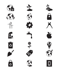 21 Flat Art Minimalist Monotone Earth Day Icons And Environmental Vectors For Recycle And Ecology