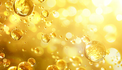 Golden yellow oil bubble background