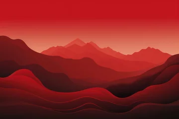 Photo sur Plexiglas Rouge 2 Mountain line art background, luxury Red wallpaper design for cover, invitation background
