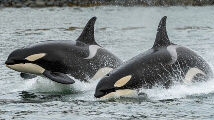 Killer whale orcinus orca, leaping, Canada