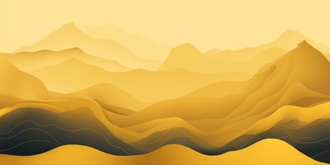Fototapeta na wymiar Mountain line art background, luxury Yellow wallpaper design for cover, invitation background