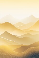 Fototapeta na wymiar Mountain line art background, luxury Yellow wallpaper design for cover, invitation background