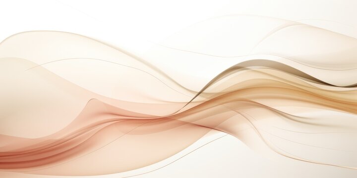 Moving designed horizontal banner with Beige. Dynamic curved lines with fluid flowing waves and curves © Lenhard