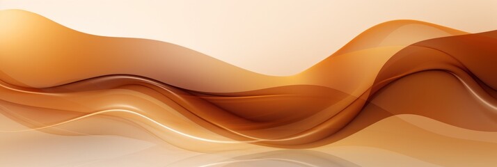 Moving designed horizontal banner with Brown. Dynamic curved lines with fluid flowing waves and curves