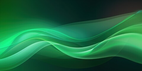 Moving designed horizontal banner with Green. Dynamic curved lines with fluid flowing waves and curves