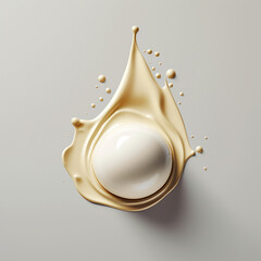 abstract cream blob in white and gold mixture of oily and milky texture