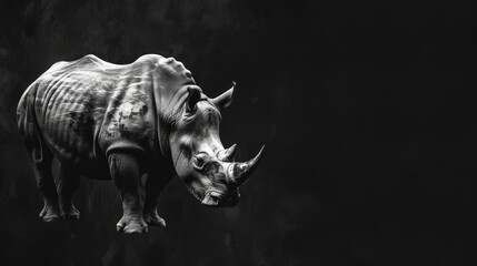 Wallpaper rhinocero on the black background