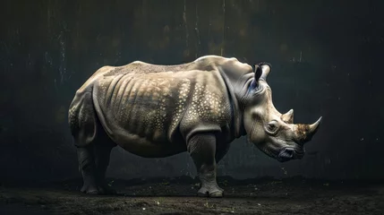 Gartenposter Wallpaper rhinocero on the black background © Artem