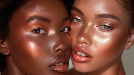 Intimate Portrait of Two Women With Glowing Skin