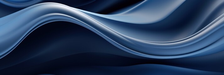 Moving designed horizontal banner with Navy Blue. Dynamic curved lines with fluid flowing waves