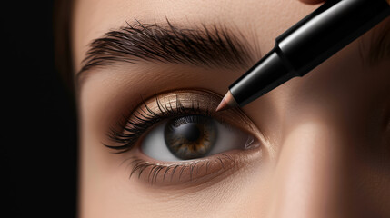 Woman Applying Black Eyeliner Indoors