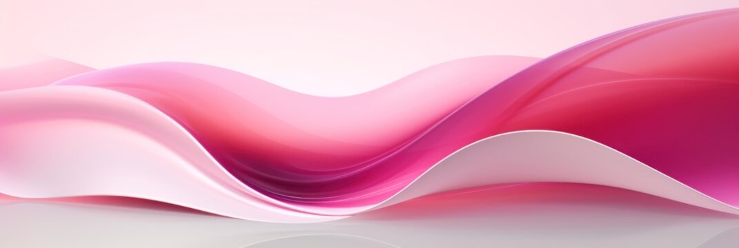 Moving designed horizontal banner with Pink. Dynamic curved lines with fluid flowing waves