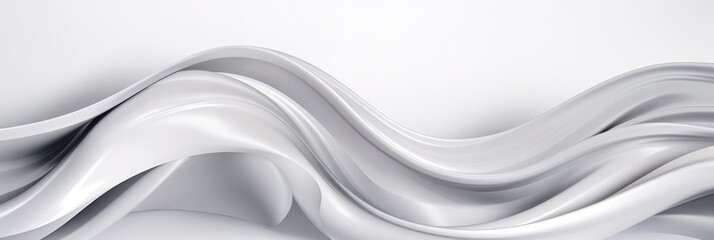 Moving designed horizontal banner with Silver. Dynamic curved lines with fluid flowing waves - obrazy, fototapety, plakaty