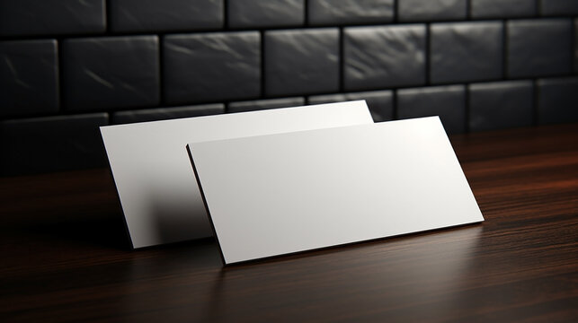 Corporate branding business card mockup photo with blank white paper on a table in beautiful background 