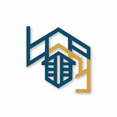geometric loke real estate logo with white background design illustration