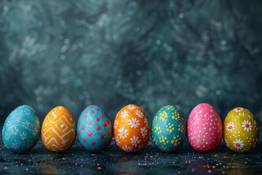 Happy Easter Eggs hop yard. Bunny hopping in flower hoppy zesty decoration. Adorable hare 3d cadbury egg rabbit illustration. Holy week illustration process card al fresco
