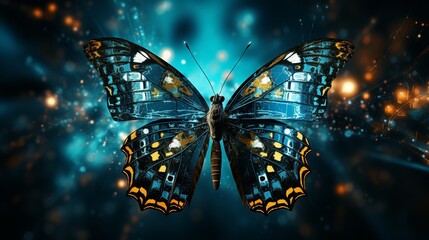 vector illustration Colorful butterfly with wide wings geometric technological structure