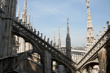 Fototapeta na wymiar Italy Milan Milan Cathedral view on a cloudy spring day