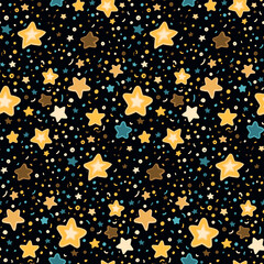 Nightly starry seamless background. Doodle abstract childish star pattern