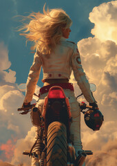 Obraz premium Thrilling Velocity. Embracing the Extreme - A Speedy Motorcycle Rider in Action