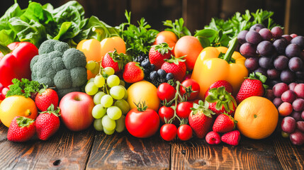 Colorful Assortment of Fresh Fruits and Vegetables.