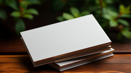 Business card mockup image with blank white card in dark background 