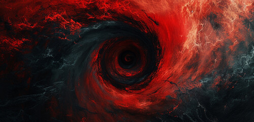 A swirling vortex of red and black textures, merging in an abstract pattern to create a mesmerizing HD background in 4K detail - obrazy, fototapety, plakaty