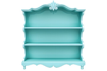 Vintage Turquoise Open Shelf, Elegant Wall Mounted Storage
