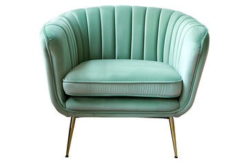 Vintage Mint Green Armchair on White Background
