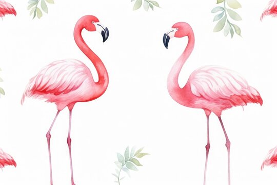 Flamingos on a white background © Artur