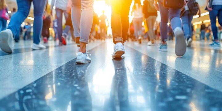 Ground Perspektive of the feets of people passing by, Generative AI