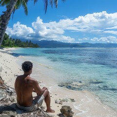 Fijian Sulu on pristine beach, island paradise, peaceful escape