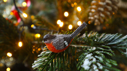 Bullfinch on the Christmas tree