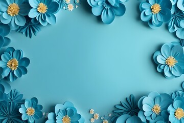 Blue Paper Flowers Background for Special Occasions