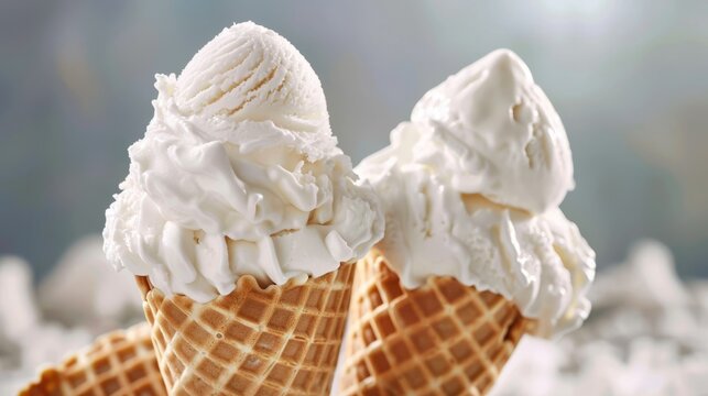 Ice cream in delightful waffle cones