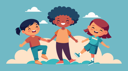 Fototapeta premium Group of Children Standing on Top of a Cloud